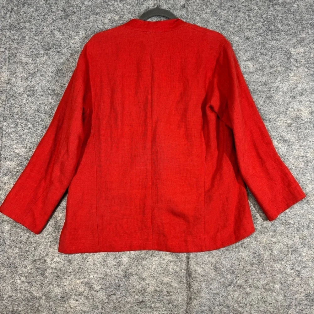 Lafayette 148 Red Linen Lagenlook One Button Blazer Jacket Lightweight  Size S - Picture 9 of 15